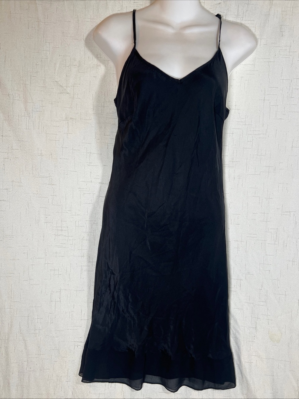 Gold Hawk Silk and Lace Slip Dress Black Medium